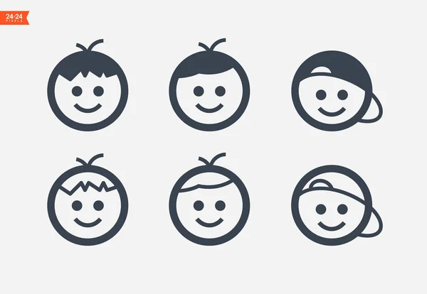 Web siteleri ve mobil minimalist düz tasarım için çocuk çizgi vektör simge kümesi