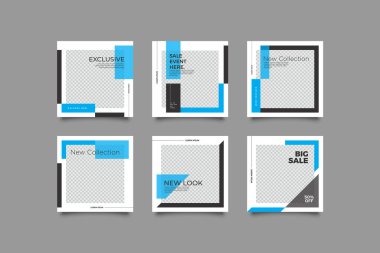 Dijital Pazarlama için Düzenlenebilir Posta Şablonu Sosyal Medya Afişleri. Brand Moda 'nın tanıtımı. Hikayeler. Akıyor. Vektör İllüstrasyonu - Vektör