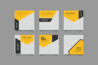 Basit Düzenlenebilir Posta Şablonu Dijital Pazarlama için Sosyal Medya Sancakları. Promo Brand Moda. Facebook, Instagram, Twitter Afişleri. Vektör İllüstrasyonu