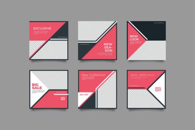 Dijital Pazarlama için Düzenlenebilir Posta Şablonu Sosyal Medya Afişleri. Brand Moda 'nın tanıtımı. Hikayeler. Akıyor. Vektör İllüstrasyonu - Vektör