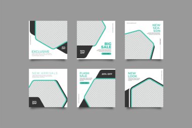 Dijital Pazarlama için Düzenlenebilir Posta Şablonu Sosyal Medya Afişleri. Brand Moda 'nın tanıtımı. Hikayeler. Akıyor. Vektör İllüstrasyonu - Vektör