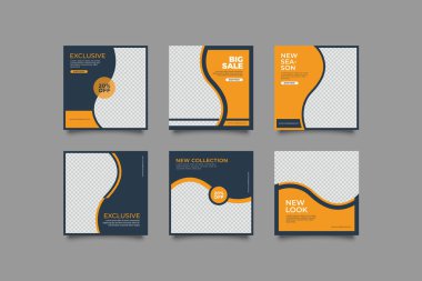 Dijital Pazarlama için Düzenlenebilir Posta Şablonu Sosyal Medya Afişleri. Brand Moda 'nın tanıtımı. Hikayeler. Akıyor. Vektör İllüstrasyonu - Vektör