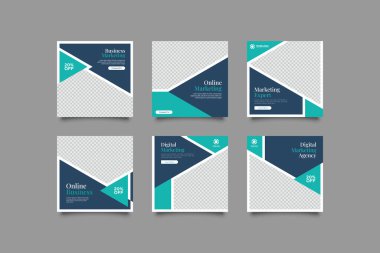 Sosyal medya mobil uygulamaları için modern promosyon kare web pankartı