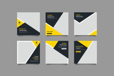 Dijital Pazarlama için Düzenlenebilir Posta Şablonu Sosyal Medya Afişleri. Brand Moda 'nın tanıtımı. Hikayeler. Akıyor. Vektör İllüstrasyonu - Vektör