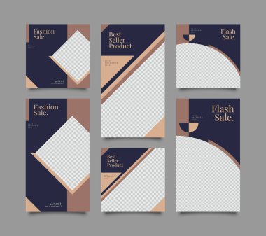 Sosyal ağ hikayeleri ve gönderileri için modaya uygun bir şablon, vektör illüstrasyonu. Sosyal medya için özgeçmiş tasarla.