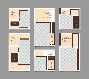 Sosyal ağ hikayeleri ve gönderileri için modaya uygun bir şablon, vektör illüstrasyonu. Sosyal medya için özgeçmiş tasarla.