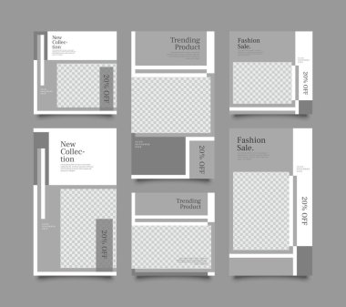 Sosyal ağ hikayeleri ve gönderileri için modaya uygun bir şablon, vektör illüstrasyonu. Sosyal medya için özgeçmiş tasarla.