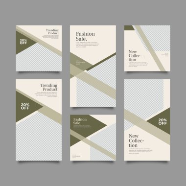 Sosyal ağ hikayeleri ve gönderileri için modaya uygun bir şablon, vektör illüstrasyonu. Sosyal medya için özgeçmiş tasarla.