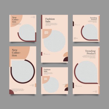 Sosyal ağ hikayeleri ve gönderileri için modaya uygun bir şablon, vektör illüstrasyonu. Sosyal medya için özgeçmiş tasarla.