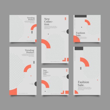 Sosyal ağ hikayeleri ve gönderileri için modaya uygun bir şablon, vektör illüstrasyonu. Sosyal medya için özgeçmiş tasarla.