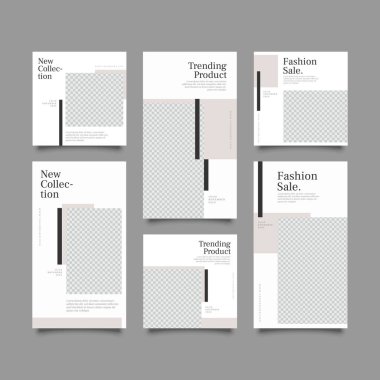 Sosyal ağ hikayeleri ve gönderileri için modaya uygun bir şablon, vektör illüstrasyonu. Sosyal medya için özgeçmiş tasarla.