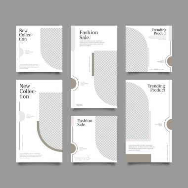 Sosyal ağ hikayeleri ve gönderileri için modaya uygun bir şablon, vektör illüstrasyonu. Sosyal medya için özgeçmiş tasarla.