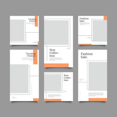 Sosyal ağ hikayeleri ve gönderileri için modaya uygun bir şablon, vektör illüstrasyonu. Sosyal medya için özgeçmiş tasarla.