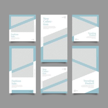 Sosyal ağ hikayeleri ve gönderileri için modaya uygun bir şablon, vektör illüstrasyonu. Sosyal medya için özgeçmiş tasarla.