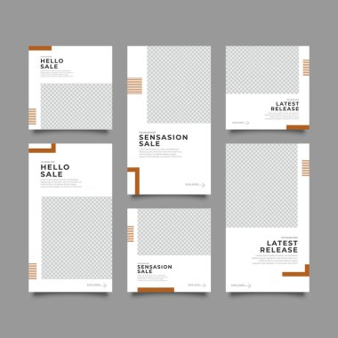 Sosyal medya hikayeleri ve gönderileri için modaya uygun bir şablon, vektör illüstrasyonu. Sosyal medya için özgeçmiş tasarla