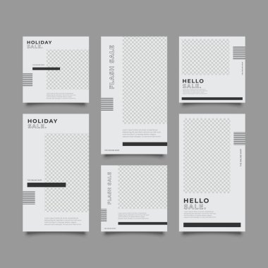 Sosyal medya hikayeleri ve gönderileri için modaya uygun bir şablon, vektör illüstrasyonu. Sosyal medya için özgeçmiş tasarla