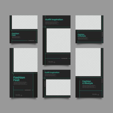 Sosyal ağlar hikayeleri ve gönderileri için popüler editable şablon, vektör illüstrasyon. Sosyal medya için arka planlar tasarla