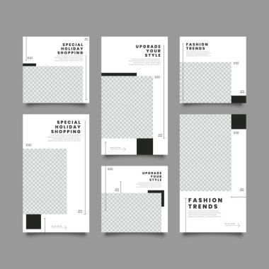 Sosyal ağ hikayeleri ve gönderileri için modaya uygun bir şablon, vektör illüstrasyonu. Sosyal medya için özgeçmiş tasarla