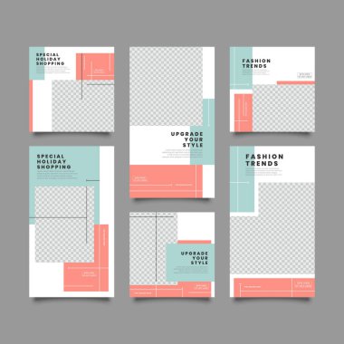 Sosyal ağ hikayeleri ve gönderileri için modaya uygun bir şablon, vektör illüstrasyonu. Sosyal medya için özgeçmiş tasarla