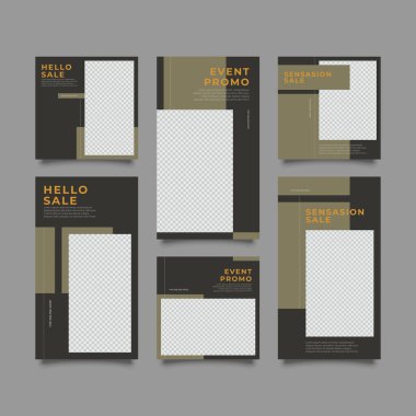 Sosyal ağ hikayeleri ve gönderileri için modaya uygun bir şablon, vektör illüstrasyonu. Sosyal medya için özgeçmiş tasarla