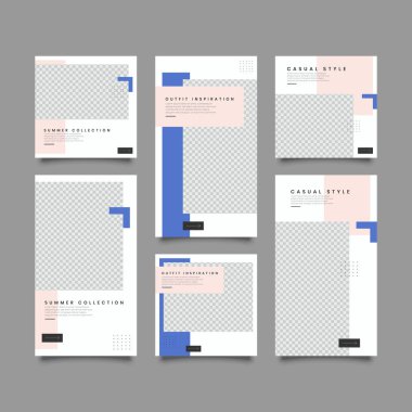 Sosyal ağ hikayeleri ve gönderileri için modaya uygun bir şablon, vektör illüstrasyonu. Sosyal medya için özgeçmiş tasarla