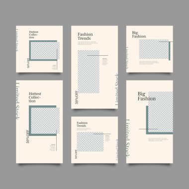 Sosyal Medya Ağı Hikayeleri ve Satış Sonrası Sancak Arkaplanı, Mobil Uygulama, Poster, Akıllı Telefon Şablonu Hikayesi 'nin 6' sını ayarla. düzenlenebilir şablon 10 vektör