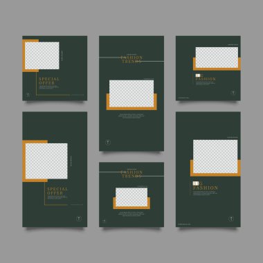 Sosyal ağ hikayeleri ve gönderileri için modaya uygun bir şablon, vektör illüstrasyonu. Sosyal medya için özgeçmiş tasarla