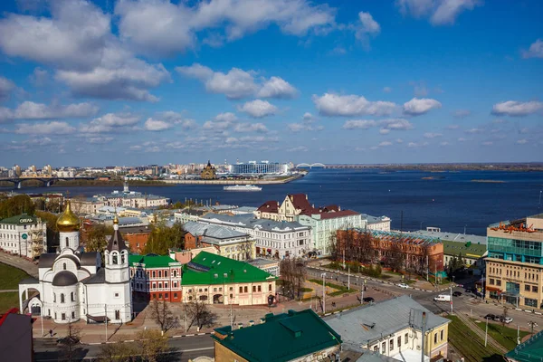 Nizhny Novgorod. Junción del río Oka con el río Volga Imágenes de stock libres de derechos