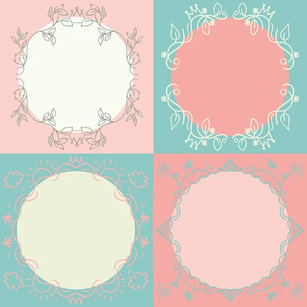 Abstract vector banner set of 4. Colorful vector circles with swirl design. Isolated on the white background. Each item contains space for own text. Vector illustration. Eps 10. — Stock Vector