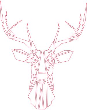 Geyik çizimde patchwork tarzı. İskandinav poster. Geometrik vektör geyik çizim.