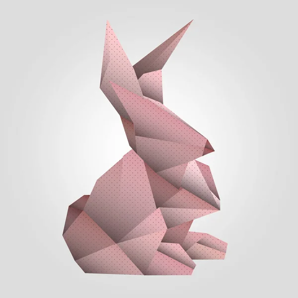 Bílý Králík Abstrakt Izolované Šedém Pozadí Origami Vektorové Ilustrace — Stockový vektor