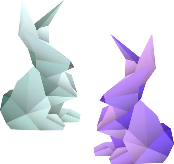 Lapin Abstrait Isolé Sur Fond Blanc Origami Illustration Vectorielle — Image vectorielle