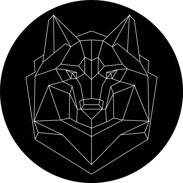 Wolf Geometrické Linie Silueta Izolovaných Bílém Pozadí Vintage Vektorový Design — Stockový vektor