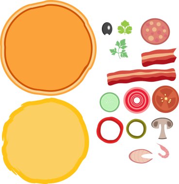 collect, assemble, fast food, Pizza, Italian, ingredients, toppings clipart
