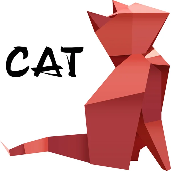 Origami Katt Isolerad Vita Fotorealistiska Vektor Illustration — Stock vektor