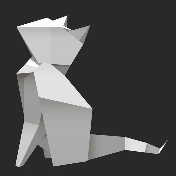 Origami Gato Aislado Blanco Foto Realista Vector Ilustración — Archivo Imágenes Vectoriales