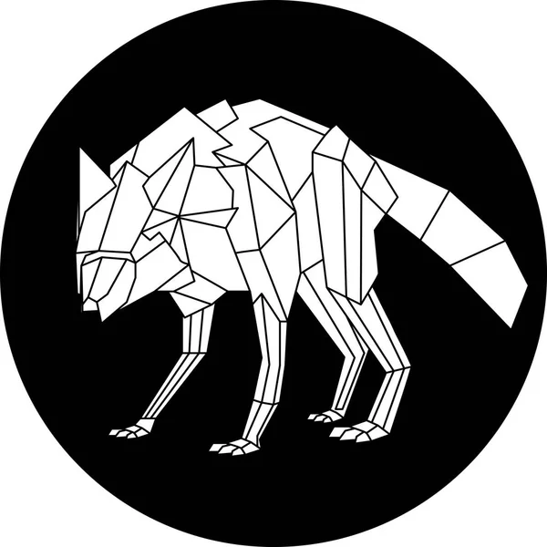 Loup Blanc Lignes Géométriques Sur Fond Noir Illustration Vectorielle Élément — Image vectorielle