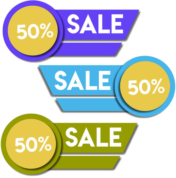 Sale - set of color modern labels with white background. Sale and discounts. Vector illustration.