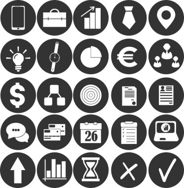 25 iş ikonları/simgeleri web, infographics ve yaratıcı tasarım basit stilde. Vektör çizim