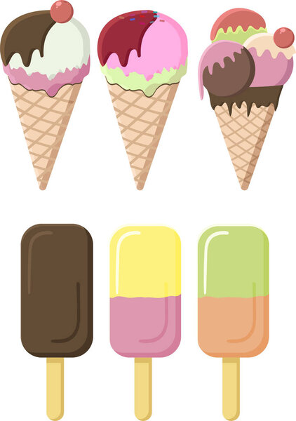 Ice cream collection, vector illustration.