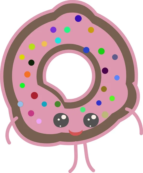 Donut mit rosa Glasur. Donut-Symbol. Abbildung eines flachen Farbvektors. — Stockvektor