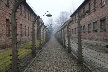 Auschwitz, Polonya - 15 Şubat 2016: Auschwitz toplama kampı