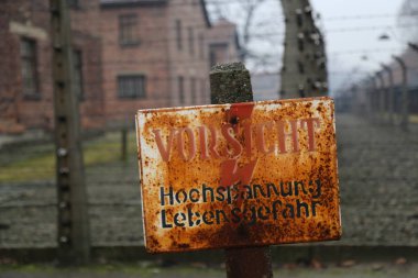 Auschwitz, Polonya - 15 Şubat 2016: Auschwitz toplama kampı