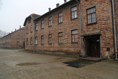 Auschwitz, Polonya - 15 Şubat 2016: Auschwitz toplama kampı