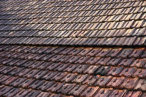 Traditional Vintage Terracotta Clay Roof Tiles Rural Vietnam Abstract Architecture — Stock Photo, Image