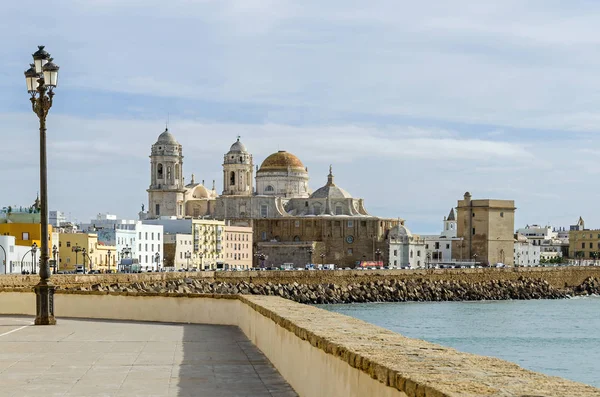 Waterfront Promenade Avenida Campo Del Sur Cadiz Cathedral Its Mix — Stock Photo, Image