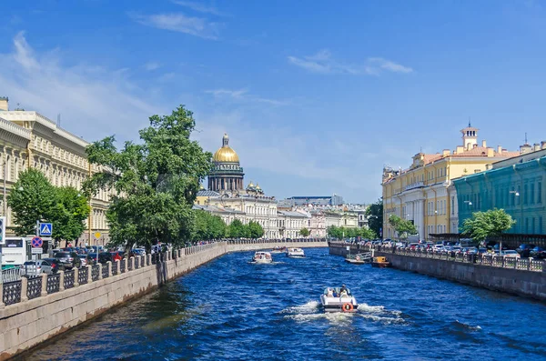 Saint Petersburg Russia June 2018 Embankment River Moyka Tourist Boats — Stock Photo, Image