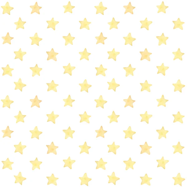 Padrão sem costura. Impressões infantis. Estrelas amarelas Aquarela. Fundo branco. Qualidade de impressão — Fotografia de Stock