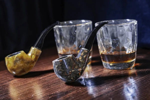 Whisky Glazen Pijpen — Stockfoto