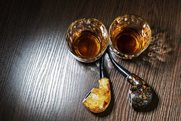 Whisky Glazen Pijpen — Stockfoto